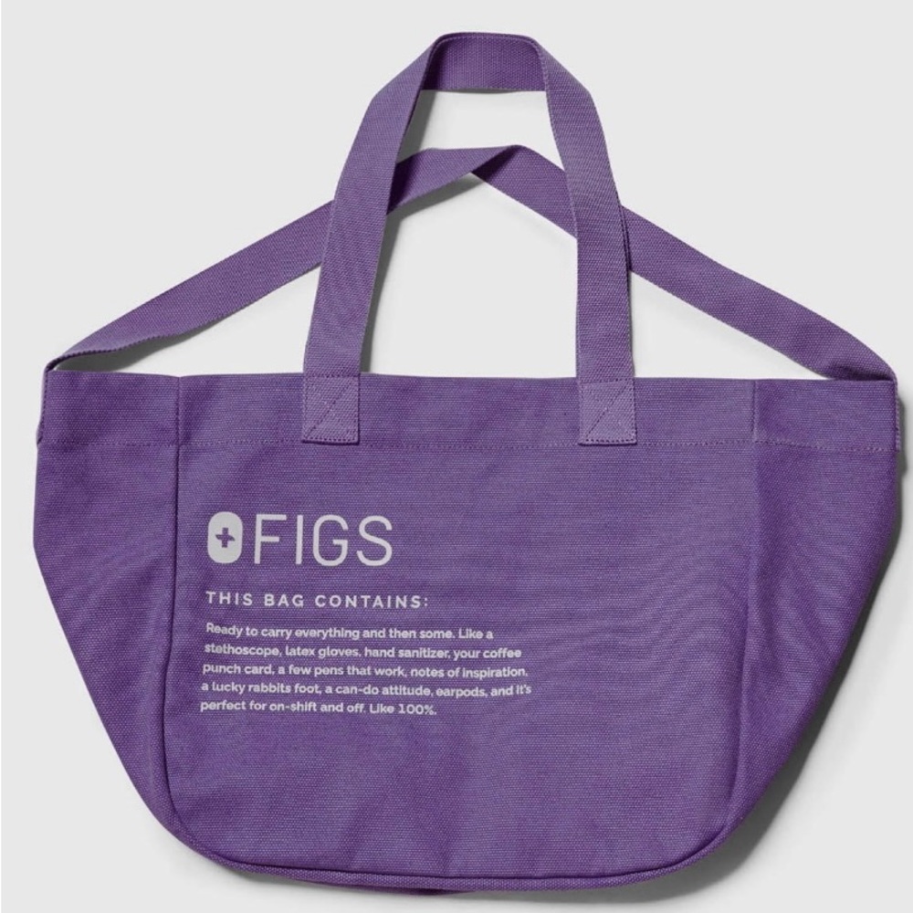 FIGS Canvas Fabric Tote Bag Large Amethyst Limited Edition